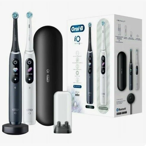 Электрическая зубная щетка Oral-B iO8 Duo, White Alabaster/Black Onyx 2720 - фото 11240