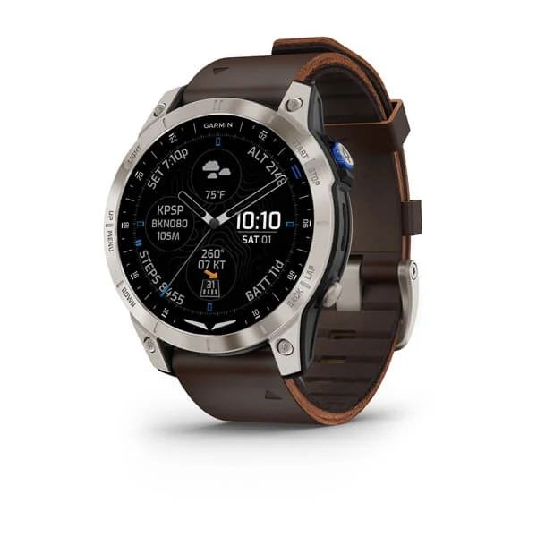 Авиационные смарт-часы Garmin D2 Mach 1 - с коричневым Oxford кожаным ремешком 010-02582-55