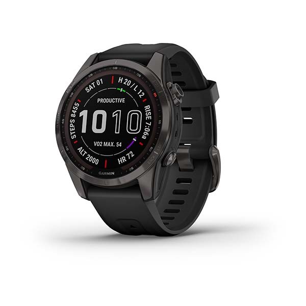 Garmin Fenix 7s Sapphire Solar титановый угольно-серый DLC с силиконовым ремешком (010-02539-25) 010-02539-25 - фото 5290