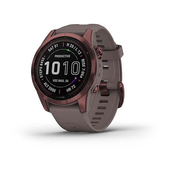 Garmin Fenix 7s Sapphire Solar титановый темно-бронзовый с сланцево-серым силиконовым ремешком  010-02539-29 010-02539-29 - фото 5984