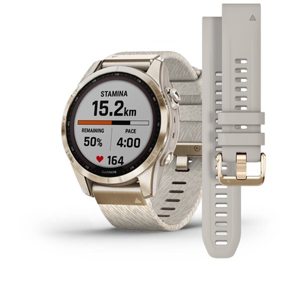 Garmin Fenix 7S Sapphire Solar титановый кремовый с нейлоновым ремешком 010-02539-39 - фото 6181