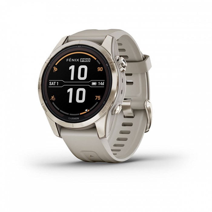 Garmin Fenix 7s Pro Sapphire Solar золотистый корпус со светло-песочным ремешком (010-02776-15) 010-02776-15 - фото 7136