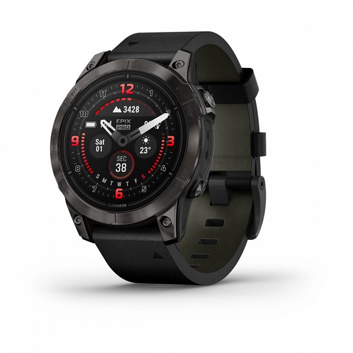 Garmin epix Pro (Gen 2) Sapphire Edition 47 мм, титановый, угольно-серый DLC, черный кожаный ремешок  (010-02803-30) 010-02803-30 - фото 7687