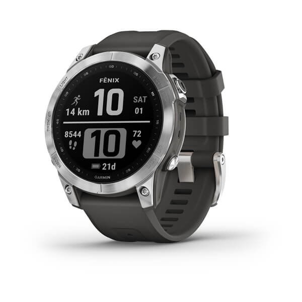 Смарт часы Garmin  FENIX 7 серебристый с графитовым силиконовым ремешком 010-02540-01 2336 - фото 9087