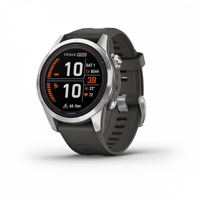 Смарт часы Garmin FENIX 7S PRO Solar серебристый с черным силиконовым ремешком 010-02776-01 2337 - фото 9092