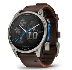 {{photo.Alt || photo.Description || 'Авиационные смарт-часы Garmin D2 Mach 2 – 47 мм Титан с коричневым кожаным ремешком'}}
