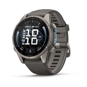 Часы Garmin Fenix 9 - 43mm, Titanium with Pebble Gray Silicone Band 010-04761-11