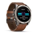 Умные часы Garmin  FENIX 8 - 51 ММ, AMOLED Sapphire, Titanium, каштановый кожаный ремешок  010-02905-40 010-02905-40