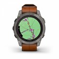 Умный часы Garmin Fenix 7 Pro Sapphire Solar титановый серый с коричневым кожаным ремешком   010-02777-30 010-02777-30