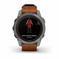Умный часы Garmin Fenix 7 Pro Sapphire Solar титановый серый с коричневым кожаным ремешком   010-02777-30 010-02777-30