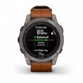 Умный часы Garmin Fenix 7 Pro Sapphire Solar титановый серый с коричневым кожаным ремешком   010-02777-30 010-02777-30