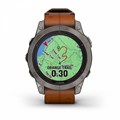Умный часы Garmin Fenix 7 Pro Sapphire Solar титановый серый с коричневым кожаным ремешком   010-02777-30 010-02777-30