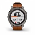 Умный часы Garmin Fenix 7 Pro Sapphire Solar титановый серый с коричневым кожаным ремешком   010-02777-30 010-02777-30