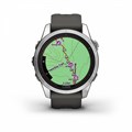 Смарт часы Garmin FENIX 7S PRO Solar серебристый с черным силиконовым ремешком 010-02776-01 2337