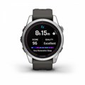 Смарт часы Garmin FENIX 7S PRO Solar серебристый с черным силиконовым ремешком 010-02776-01 2337