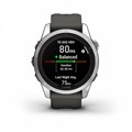 Смарт часы Garmin FENIX 7S PRO Solar серебристый с черным силиконовым ремешком 010-02776-01 2337