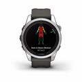 Смарт часы Garmin FENIX 7S PRO Solar серебристый с черным силиконовым ремешком 010-02776-01 2337