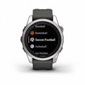 Смарт часы Garmin FENIX 7S PRO Solar серебристый с черным силиконовым ремешком 010-02776-01 2337